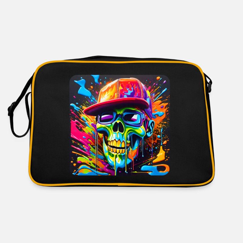 Cool skull with sunglasses in graffiti style Retro Bag