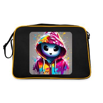 Cute ghost in colorful hoodie - Retro Bag - black/gold - Back
