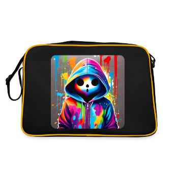 Creepy Ghost in Hoodie Graffiti Style - Retro Bag - black/gold - Back