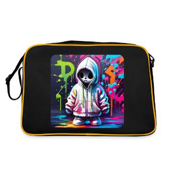 Spooky Ghost in XL Hoodie Graffiti Style - Retro Bag - black/gold - Back