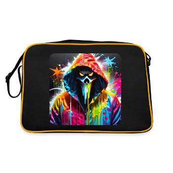 Démon effrayant dans un sweat à capuche de style graffiti - Sac Retro - noir/or - Dos