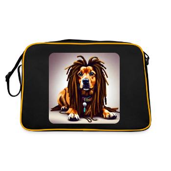 Cool dog with dreadlocks - Retro Bag - black/gold - Back