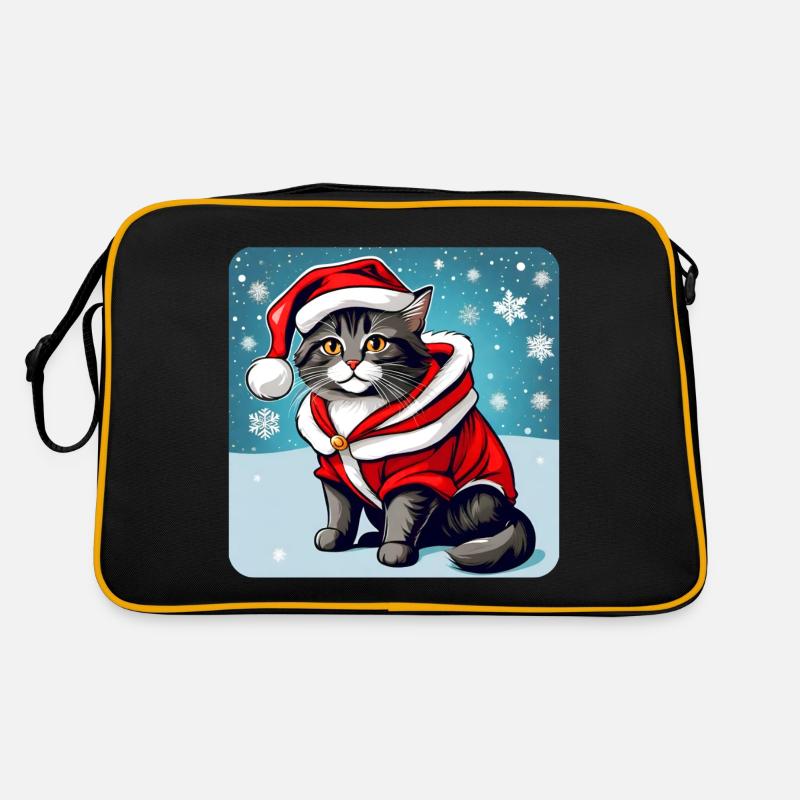 Niedliche Katze im Weihnachtskostüm Retro Tasche