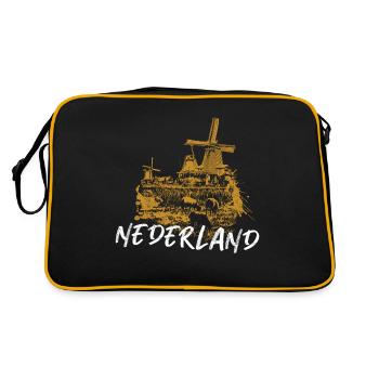 Illustration typical windmills in the Netherlands - Retro Bag - black/gold - Back