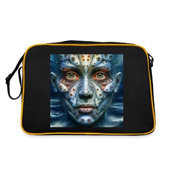 Gesicht mit Fischaugen - Retro Tasche - Schwarz/Gold - Hinten