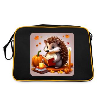 Hérisson mignon avec citrouille et bougies - Sac Retro - noir/or - Dos