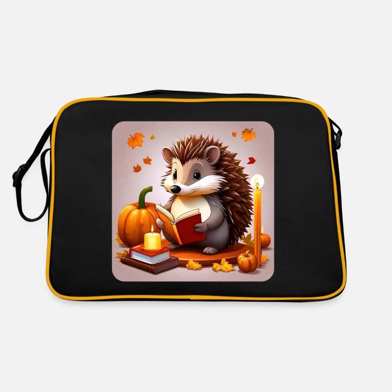 Hérisson mignon avec citrouille et bougies Sac Retro