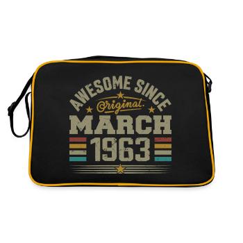 März 1963 Geburtstag Jahrgang 1963 Geschenkidee - Retro Tasche - Schwarz/Gold - Hinten