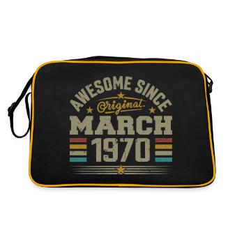 März 1970 Geburtstag Vintage Geschenkidee aus den 1970er Jahren - Retro Tasche - Schwarz/Gold - Hinten