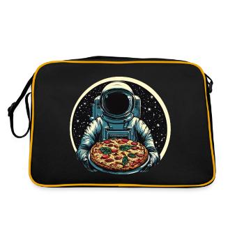 Astronaut with salami pizza space design - Retro Bag - black/gold - Back
