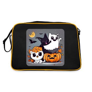 Ghost Trio Black Cat, Bat and Ghost - Retro Bag - black/gold - Back