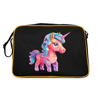 Unicorn Modern Polygon Design - Retro Tasche - Schwarz/Gold - Hinten