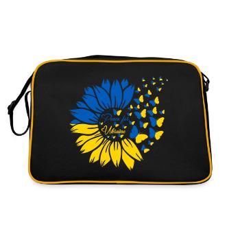 Peace For Ukraine - Retro Tasche - Schwarz/Gold - Hinten