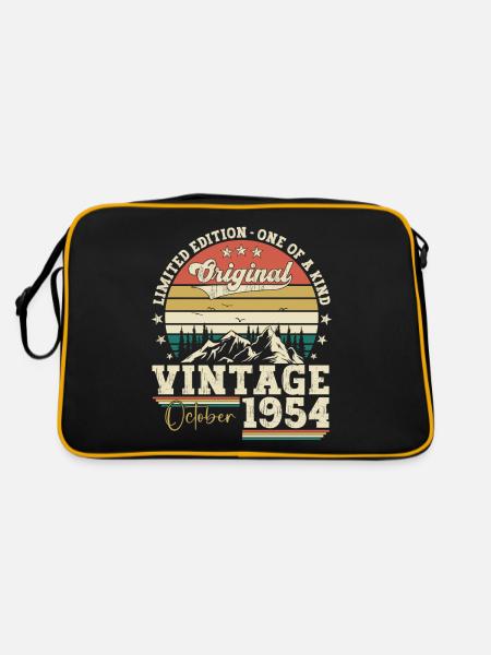 Original October 1954 68th Birthday Gift Cool - Retro Bag - black/gold - Back