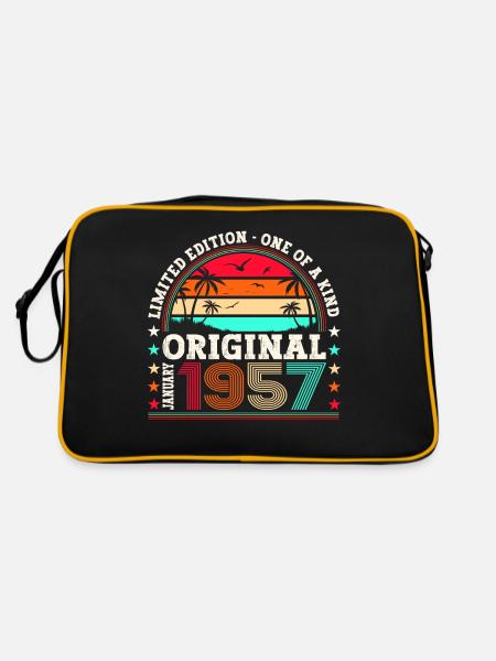 Né en 1957 Janvier 66e anniversaire Homme cadeau - Sac Retro - noir/or - Dos