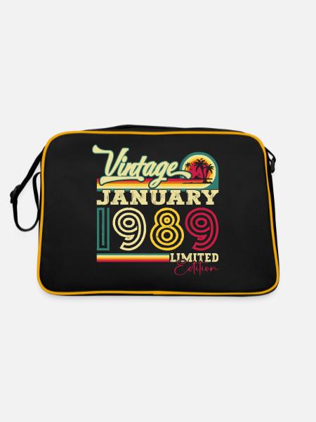 Né 1989 Janvier 34th anniversaire Homme cadeau - Sac Retro - noir/or - Dos