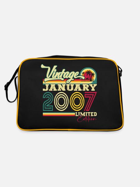 Year 2007 January 16th birthday gift man - Retro Bag - black/gold - Back