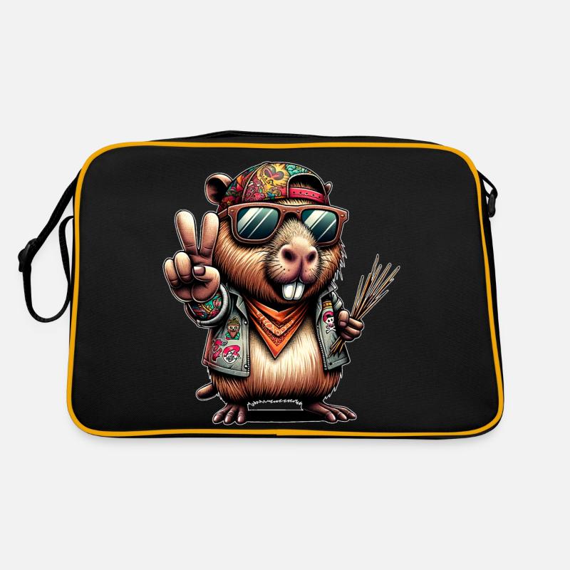Capybara Peacezeichen Retro Tasche