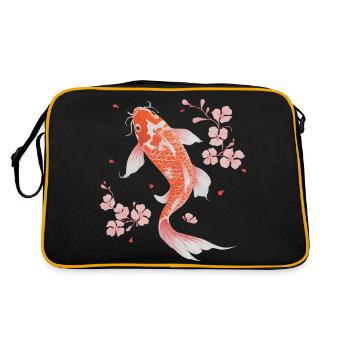 Koi Fisch Karpfen Japan China Fische - Retro Tasche - Schwarz/Gold - Hinten