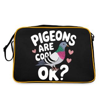 Taube Tauben Tier Vogel - Retro Tasche - Schwarz/Gold - Hinten