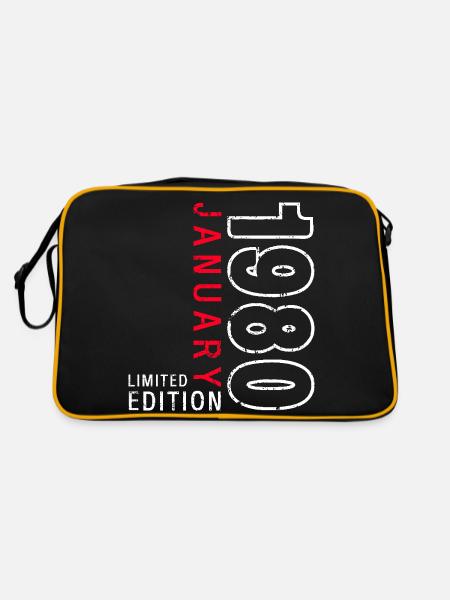 45. Geburtstag Original Januar 1980 Jahrgang 80 - Retro Tasche - Schwarz/Gold