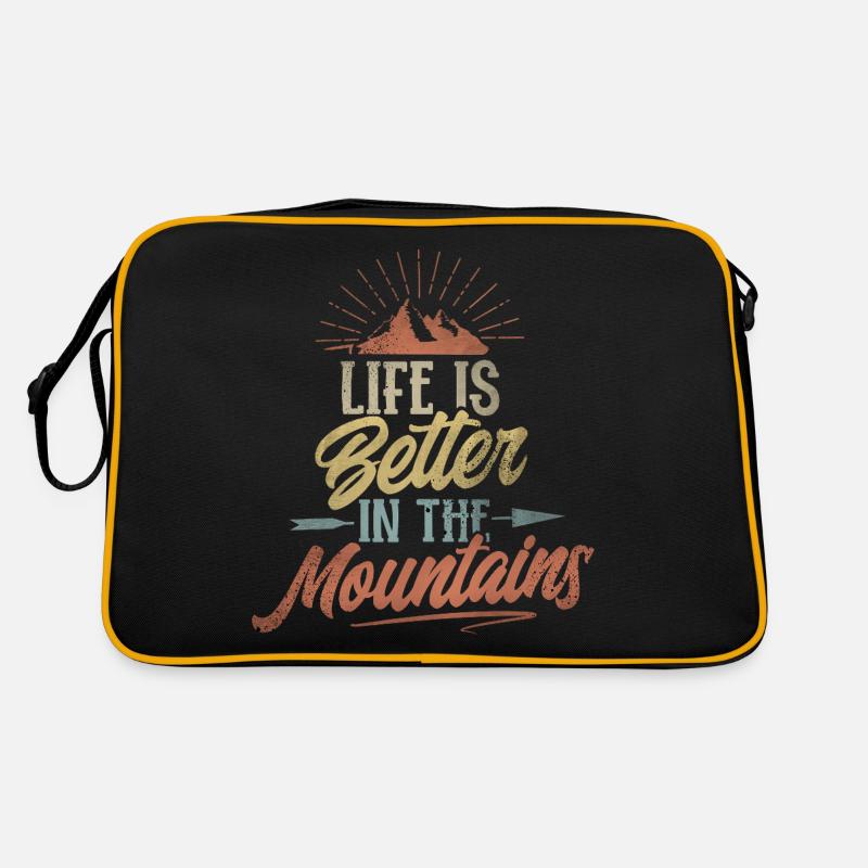 Life Is Better In The Mountains - Retro Tasche - Schwarz/Gold