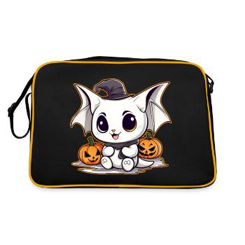 Cute Halloween monster with pumpkins - Retro Bag - black/gold - Back