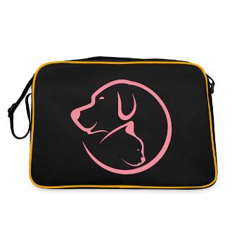 Pink cat and dog love. - Retro Bag - black/gold - Back