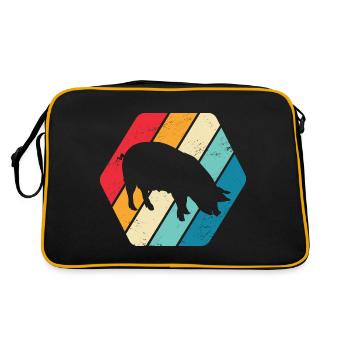 Pig Piglet Pig Farm Farm Farmer Animal Nature - Retro Bag - black/gold - Back