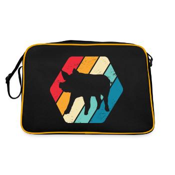 Pig Piglet Pig Farm Farm Farmer Animal Nature - Retro Bag - black/gold - Back