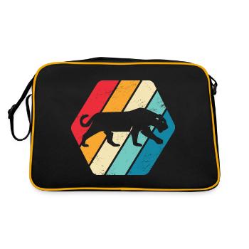 Panther Leopard Jaguar Großkatze Natur Retro - Retro Tasche - Schwarz/Gold - Hinten