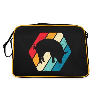 Pig Piglet Pig Farm Farm Farmer Animal Nature - Retro Bag - black/gold - Back