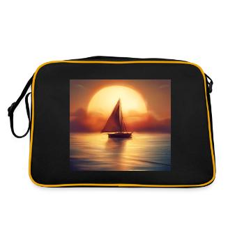 Voilier au coucher du soleil - Square - Sac Retro - noir/or - Dos