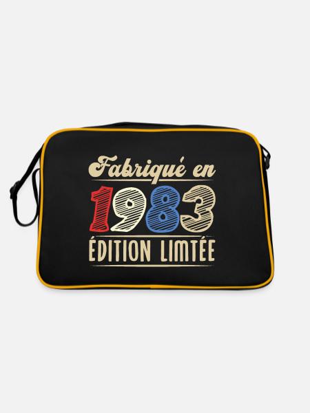 Fabriqué en 1983, Vintage cadeau d'anniversaire - Sac Retro - noir/or - Dos