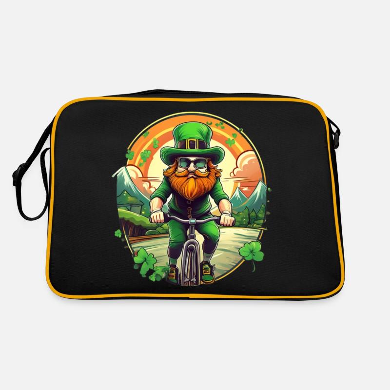 St. Patrick's Day Kleeblatt Radfahren Retro Tasche