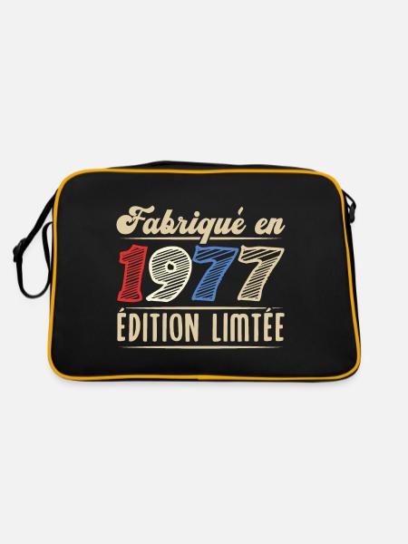 Fabriqué en 1977, Vintage cadeau d'anniversaire - Sac Retro - noir/or - Dos