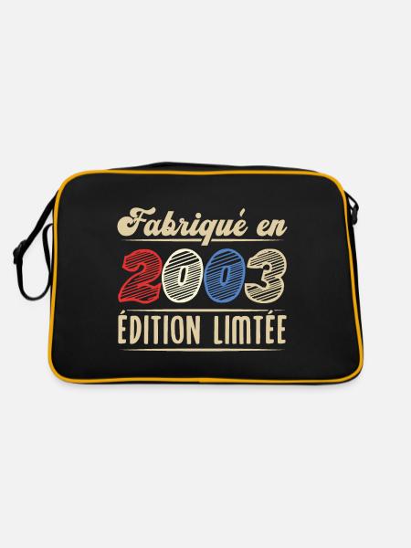 Fabriqué en 2003, Vintage cadeau d'anniversaire - Sac Retro - noir/or - Dos