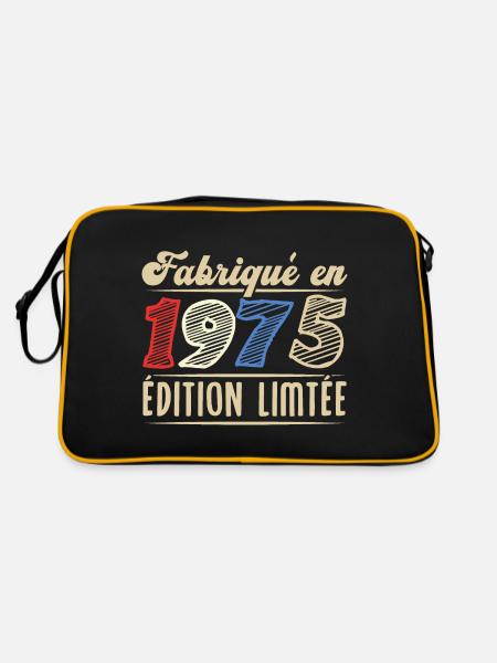 Fabriqué en 1975, Vintage cadeau d'anniversaire - Sac Retro - noir/or - Dos