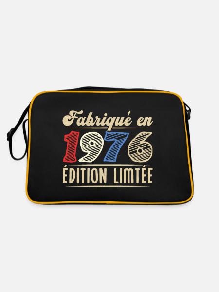 Fabriqué en 1976, Vintage cadeau d'anniversaire - Sac Retro - noir/or - Dos
