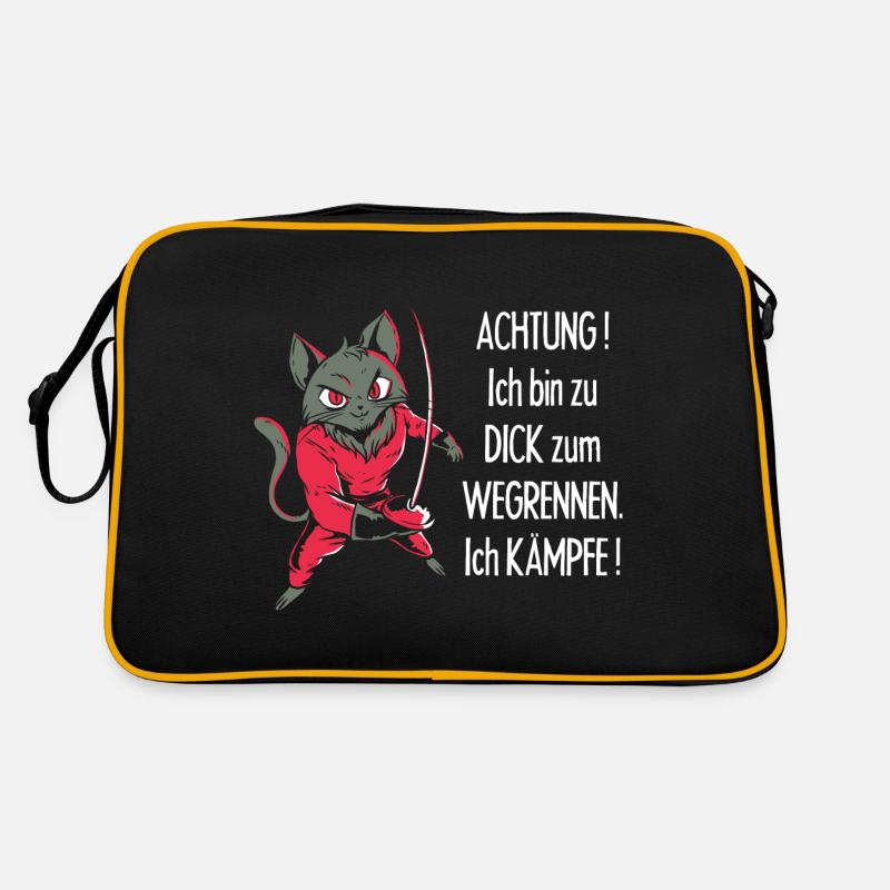 Dicke Katze, zu dick zum Wegrennen Retro Tasche
