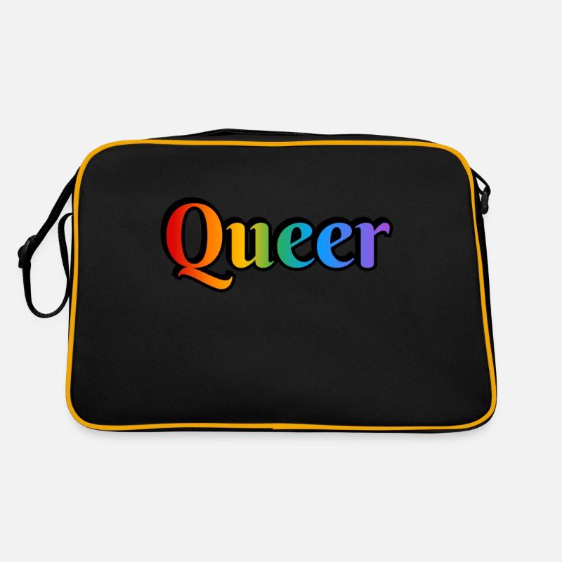 Queerer Regenbogentext Retro Tasche