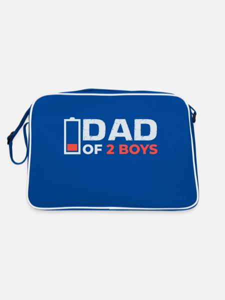 Dad of 2 sons Father's Day Father Son Partner Look - Retro Bag - blue/white - Back
