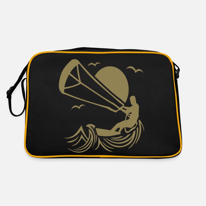 Kitesurfer Silhouette, Kiten Abenteuer Design Retro Tasche