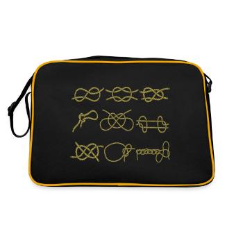 Sammlung von Segelknoten - Palstek, Schotstek, - Retro Tasche - Schwarz/Gold - Hinten
