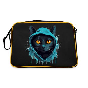 Cat Head Black Cat Bombay Happy Cat Cats - Retro Bag - black/gold - Back