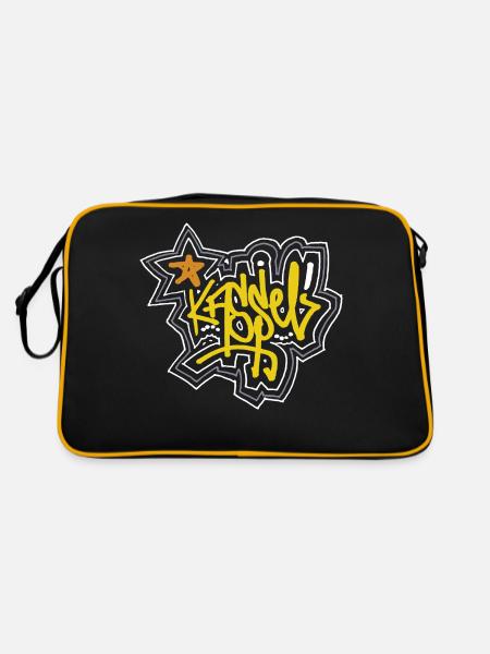 Kassel - Tag / Grafitti Schriftzug - Retro Tasche - Schwarz/Gold - Hinten
