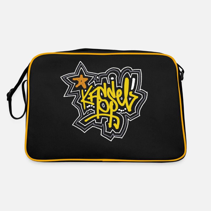 Kassel - Tag / Grafitti Schriftzug - Retro Tasche - Schwarz/Gold