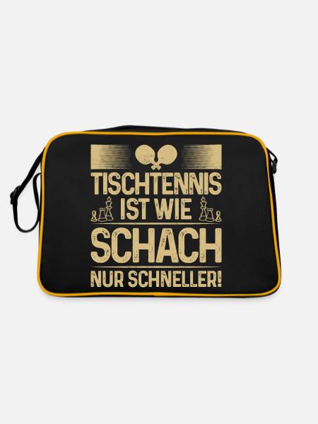 Tischtennis ist wie Schach nur schneller, Spruch - Retro Tasche - Schwarz/Gold - Hinten