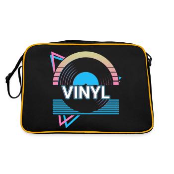 Schallplatte Retro Musik Retro Geschenk - Retro Tasche - Schwarz/Gold - Hinten