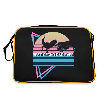 Leopard Gecko Papa Retro - Retro Tasche - Schwarz/Gold - Hinten